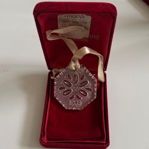 Waterford Crystal Ornament with Red and Gold Accents "5 Golden Rings"